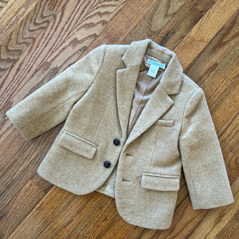 Janie and Jack Toddler Boy Wool Sports Coat/Blazer. Sz 18-24 months. Light tan.